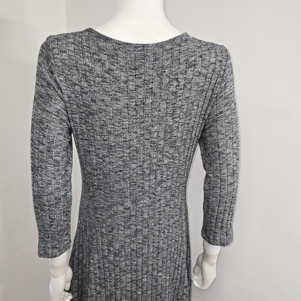 Comfy USA Lagenlook Dress Size M Ribbed Knit Tulip Balloon Hem Gray Layering - Picture 7 of 9